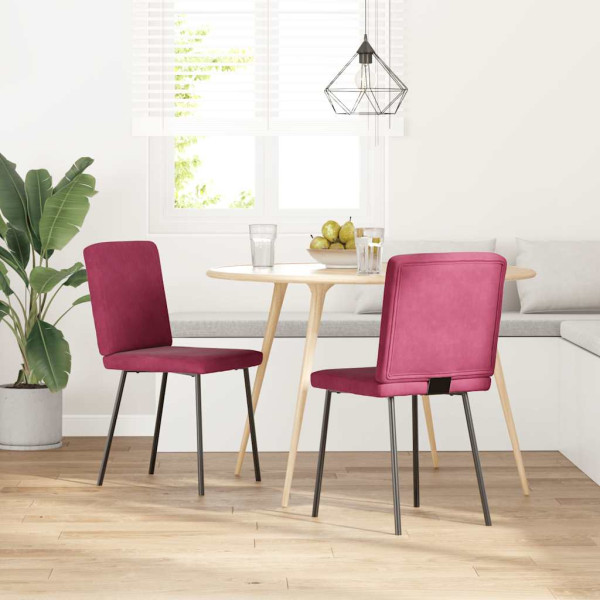 Sillas de comedor 2 unidades terciopelo rojo tinto Sillas de comedor 2 unidades terciopelo rojo tinto D