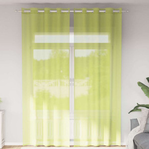 Cortinas de gasa con ojales 2 uds verde manzana 140x260 cm D