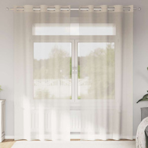 Cortinas de gasa con ojales 2 uds crema 140x245 cm D