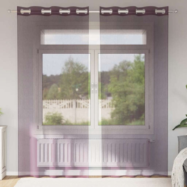 Cortinas de gasa con ojales 2 uds morado 140x245 cm Cortinas de gasa con ojales 2 uds morado 140x245 cm D