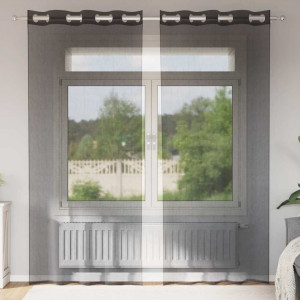 Cortinas de gasa con ojales 2 uds negro140x245 cm D
