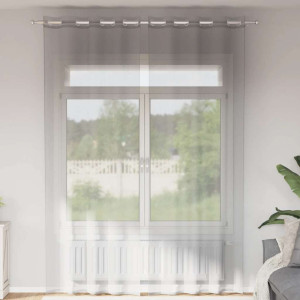 Cortinas de gasa con ojales 2 uds gris claro 140x300 cm D