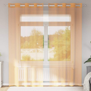 Cortinas de gasa con ojales 2 uds terracota D
