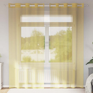 Cortinas de gasa con ojales 2 uds amarillo D