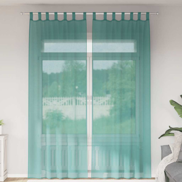Cortinas de gasa con bolsillos para varillas 2 uds. turquesa Cortinas de gasa con bolsillos para varillas 2 uds. turquesa D