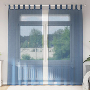 Cortinas de gasa con bolsillos para varillas 2 uds. azul real D