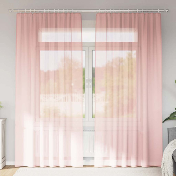 Cortinas de gasa con trabillas 2 uds rosa 140x245 cm Cortinas de gasa con trabillas 2 uds rosa 140x245 cm D