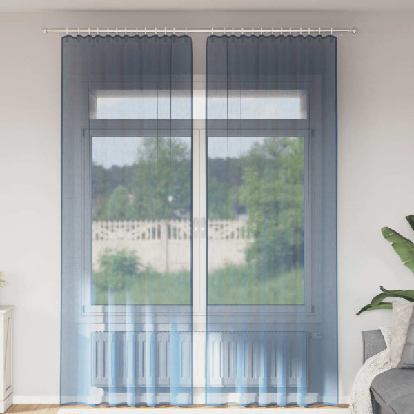 Cortinas de gasa con trabillas 2 uds azul real 140x260 cm Cortinas de gasa con trabillas 2 uds azul real 140x260 cm D