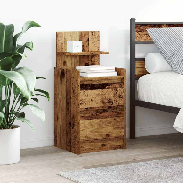 Mesillas de noche con 2 cajones 2 uds madera vieja 38x34x80 cm D