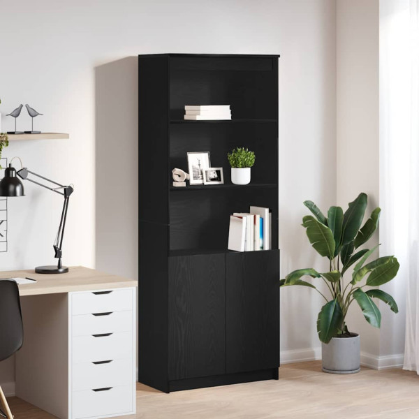 Aparador alto roble negro 70x35x180 cm madera de ingeniería D