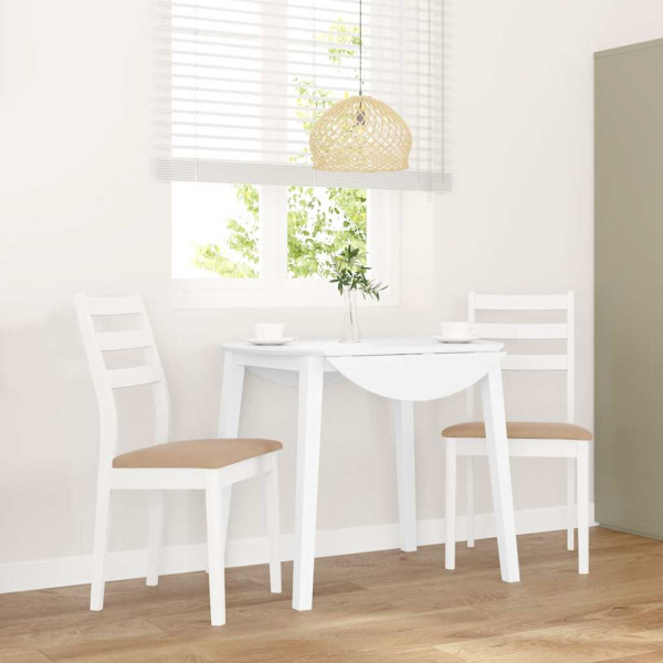 Sillas de comedor con cojines 2uds madera maciza blanco caucho D