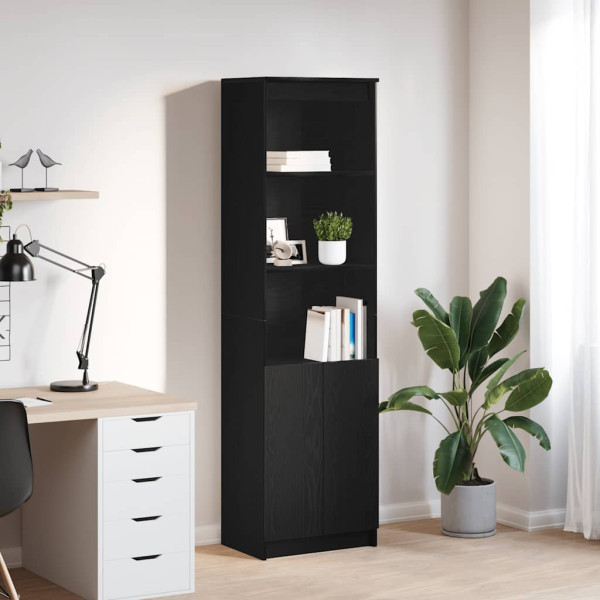 Aparador alto roble negro 50x35x180 cm madera de ingeniería D