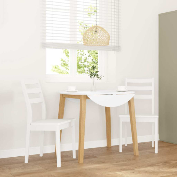 Sillas de comedor 2 unidades madera maciza de caucho blanco D