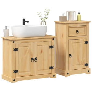 Juego de muebles de baño Corona 2 pzas madera maciza pino D