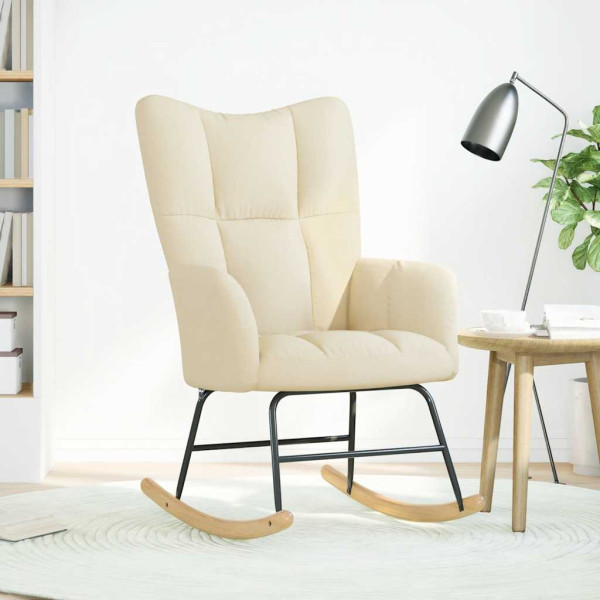 Silla mecedora de tela color crema M 3
