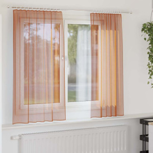 Cortinas de gasa con trabillas 2 uds terracota 140x140 cmq D