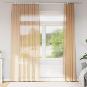 Cortinas de gasa con trabillas 2 uds arena 140x225 cm D