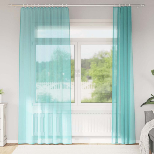 Cortinas de gasa con trabillas 2 uds turquesa 140x245 cm D