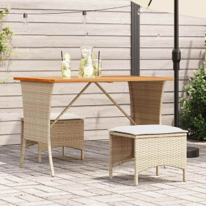 Mesa de jardín superficie de madera ratán PE negro 105x75x72 cm D