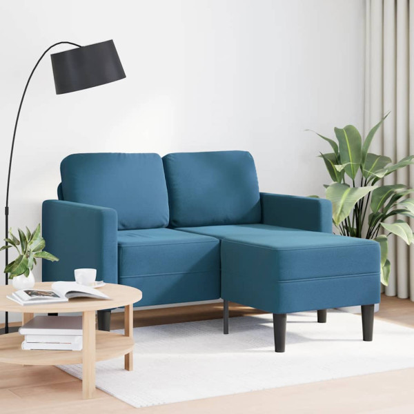 Sofá 2 plazas con chaise longue en forma L azul 125 cm D