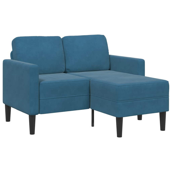 Sofá 2 plazas con chaise longue en forma L azul 125 cm M 2