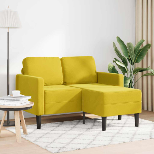 Sofá 2 plazas con chaise longue en forma L amarillo 125 cm D