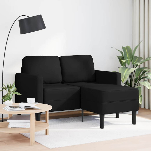 Sofá 2 camas com chaise longue em forma de L preto 125 cm D