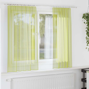 Cortinas de gasa con trabillas 2 uds. verde manzana D