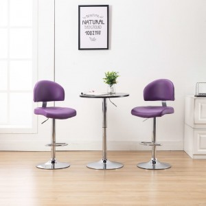 Taburetes de cocina 2 unidades cuero sintético morado D