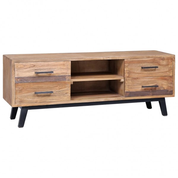 Mueble para TV de madera maciza de teca 120x30x45 cm D