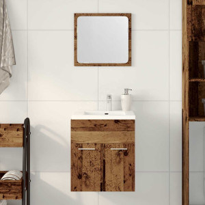 Juego de muebles de baño 2 piezas madera ingeniería envejecida D