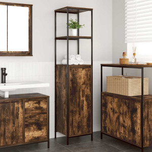 Mueble de baño con estantes roble ahumado 36x35x165 cm D