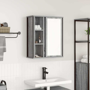 Mueble de baño de pared con espejo gris Sonoma 50x21x60 cm D