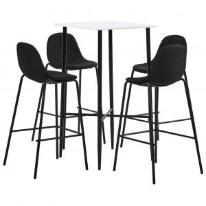 Conjunto de mesa alta e banquetas 5 peças tecido preto D