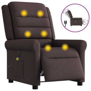 Sillón reclinable de masaje eléctrico tela marrón oscuro D