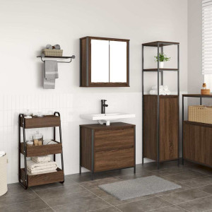 Set de muebles baño 2 pzas madera contrachapada marrón roble D
