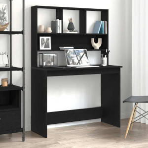 Escritorio con estantes contrachapada roble negro 102x45x148cm D