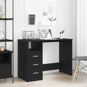 Escritorio con cajones contrachapada roble negro 102x50x76 cm D