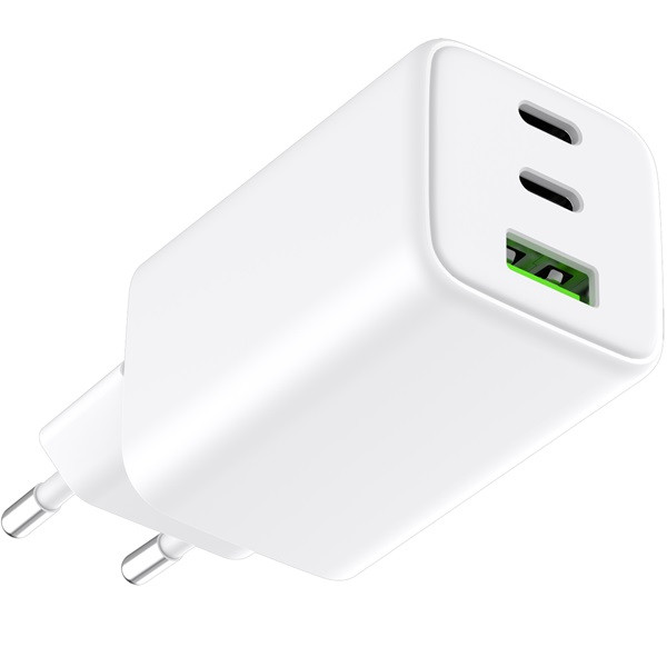 Alkaya 65W Wall Charger Triple Port (Type-A + Type-C) Blanco D