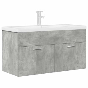 Mueble de baño con lavabo incorporado y grifo gris hormigón D