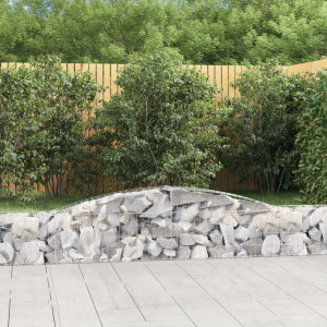 Cestas de gaviones 15 uds forma de arco hierro 400x30x40/60 cm D