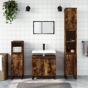 Set de muebles baño 3 pzas madera contrachapada roble ahumado D