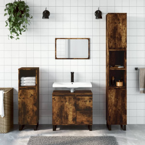 Set de muebles baño 3 pzas madera contrachapada roble ahumado D