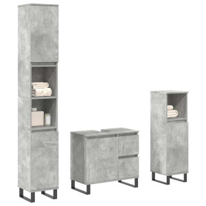 Set muebles de baño 2 piezas madera contrachapada gris hormigón D