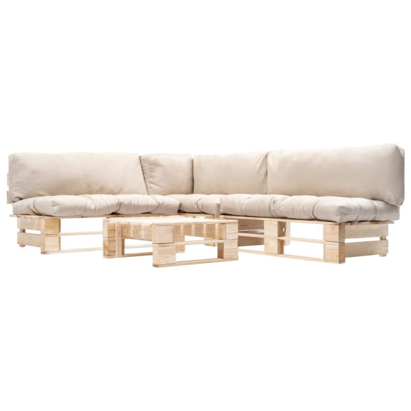 Muebles de palets de jardín con cojines arena 4 piezas madera Muebles de palets de jardín con cojines arena 4 piezas madera D