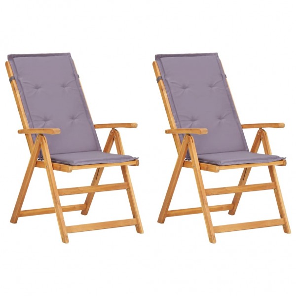 Cadeiras de jardim reclináveis 2 unidades em madeira de acácia maciça castanha D