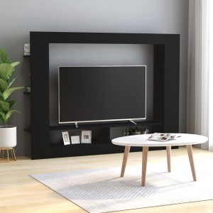 Mueble para TV madera contrachapada negro 152x22x113 cm D