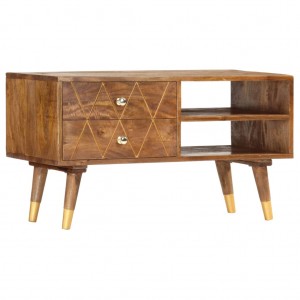 Mueble para TV de madera maciza de mango 85x35x47 cm D