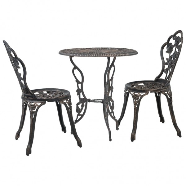 Mesa y sillas bistró de jardín 3 piezas aluminio fundido D