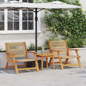 Juego de sillas de jardín  con mesa de 3 piezas. beige. de madera maciza de acacia D